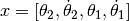 x = [\theta_2, \dot{\theta}_2, \theta_1, \dot{\theta}_1]